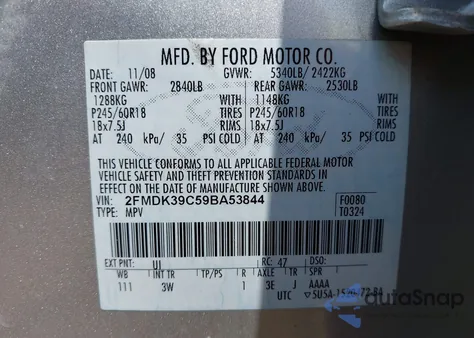 2009 Ford Edge Limited из США, поврежденный, VIN 2FMDK39C59BA53844